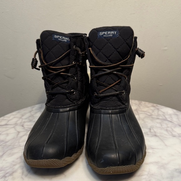 Sperry Women's Quilted Black and Tan Duck Boots - Picture 2 of 11